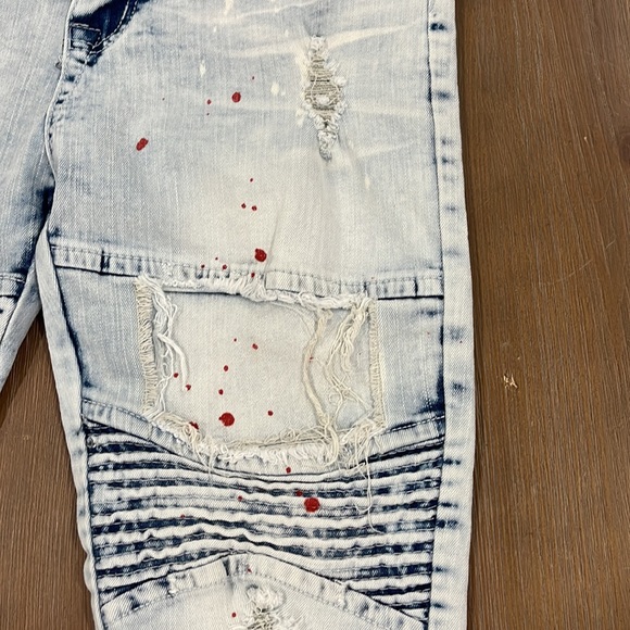 Waimea Paint Splatter Black Distressed Motto Denim skinny fit Jean size 20 - Picture 6 of 16